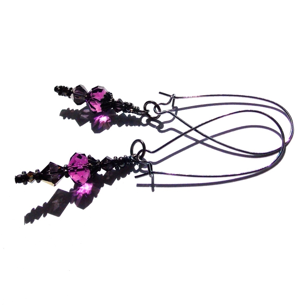 Divine Boho Gothic Earrings Amethyst Black Lotus